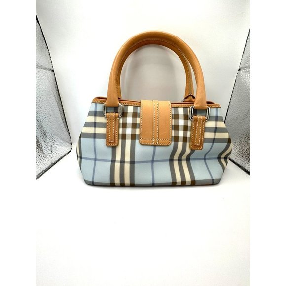 Rare Burberry Light Blue Nova Check Handle Bag Purse with COA - Picture 7 of 16